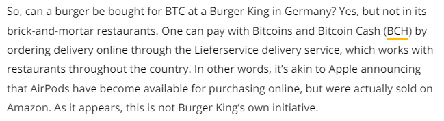 Screenshot of Burger King on Bitcoin