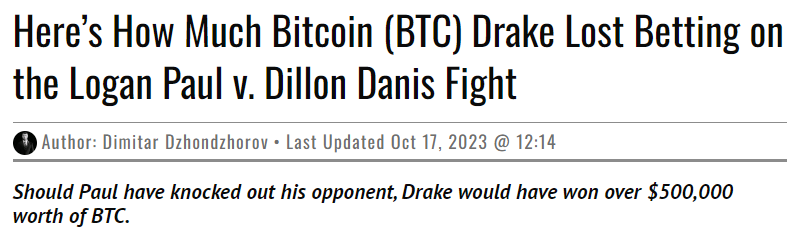 Screenshot of Drake on Bitcoin