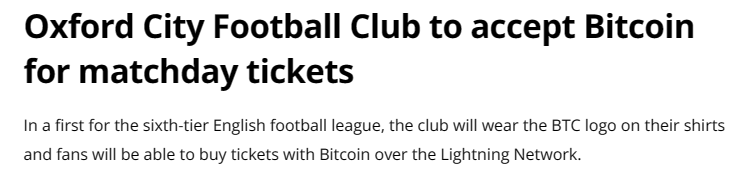 Screenshot of Oxford City Football Club on Bitcoin