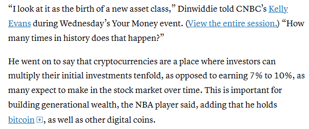 Screenshot of Spencer Dinwiddie on Bitcoin