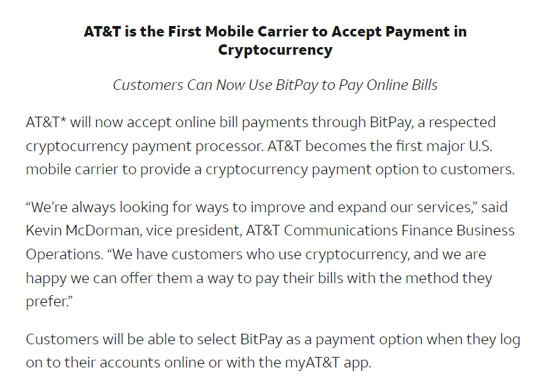 Screenshot of AT&T on Bitcoin