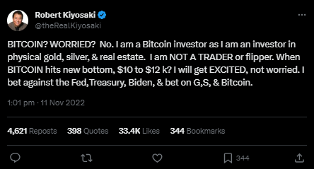 Screenshot of Robert Kiyosaki on Bitcoin