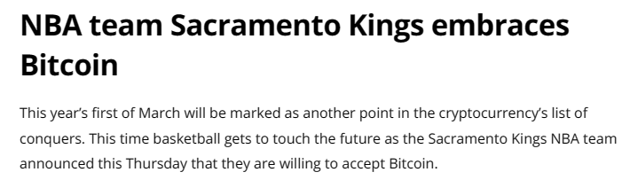 Screenshot of Sacramento Kings on Bitcoin