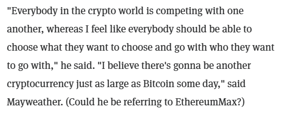 Screenshot of Floyd Mayweather Jr. on Bitcoin