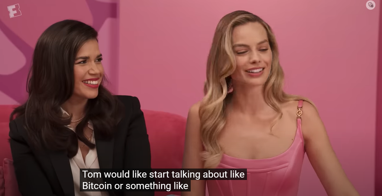 Screenshot of Margot Robbie on Bitcoin