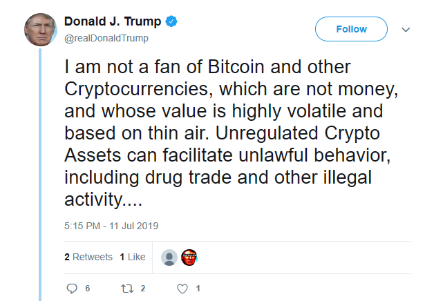 Screenshot of Donald Trump on Bitcoin