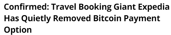 Screenshot of Expedia on Bitcoin