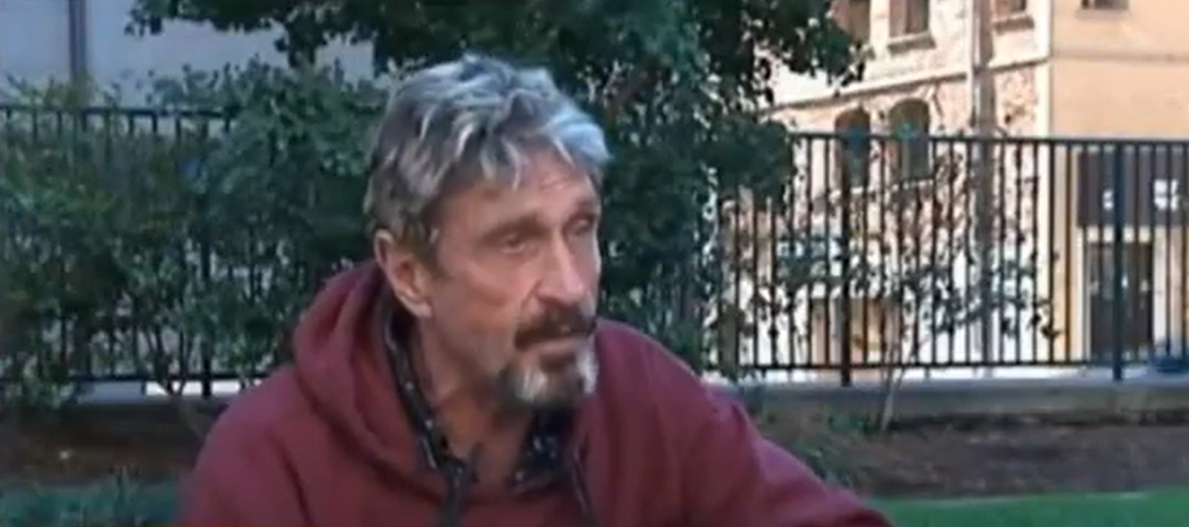 Screenshot of John McAfee on Bitcoin