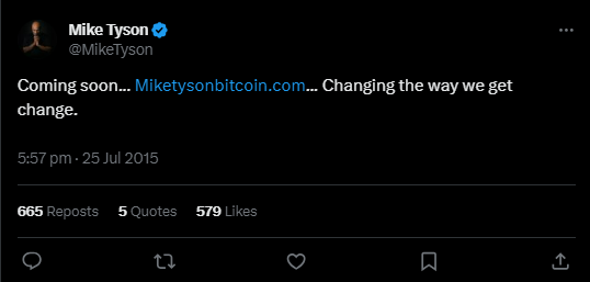 Screenshot of Mike Tyson on Bitcoin