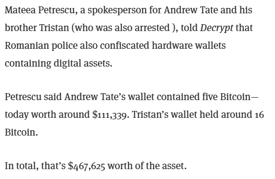 Screenshot of Andrew Tate on Bitcoin