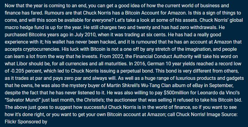 Screenshot of Chuck Norris on Bitcoin