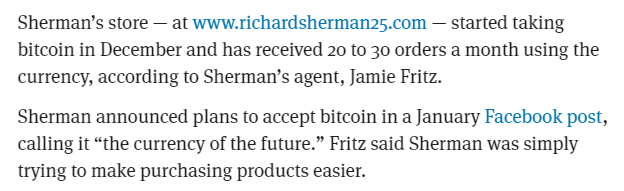 Screenshot of Richard Sherman on Bitcoin