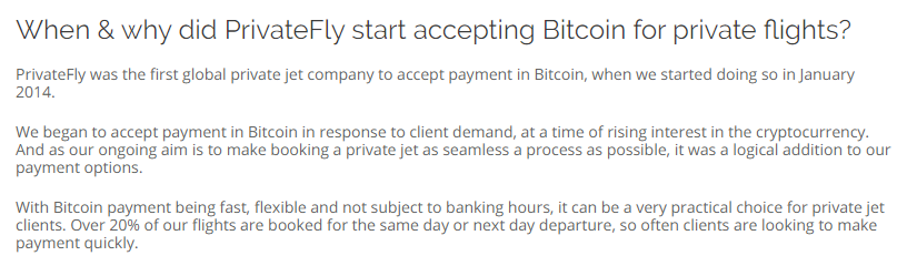 Screenshot of PrivateFly on Bitcoin