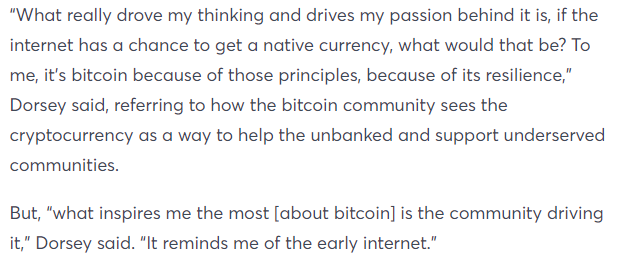 Screenshot of Jack Dorsey on Bitcoin