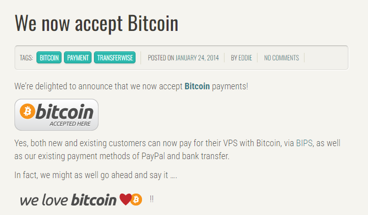 Screenshot of Manchester VPS on Bitcoin