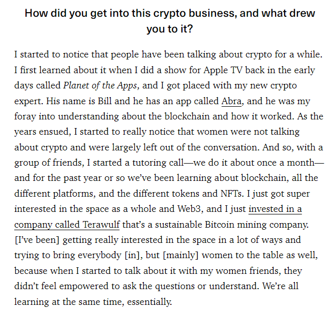 Screenshot of Gwyneth Paltrow on Bitcoin